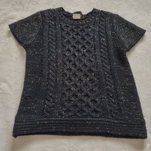 Grifflin Paris cable knit Aran pattern short sleeves sweater